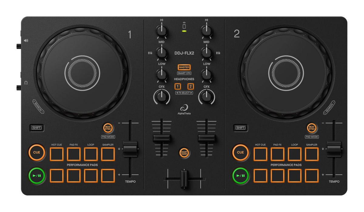 DJ-Controller DDJ-FLX2 2-Kanal USB-C kompatibel mit PC Mac Smartphone und Tablet