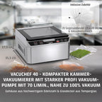 Kammervakuumierer VacuChef 40 Modell 1417 3L Vakuumkammer 70L/min Doppelte Schweißnaht inkl 20 Vakuumbeutel