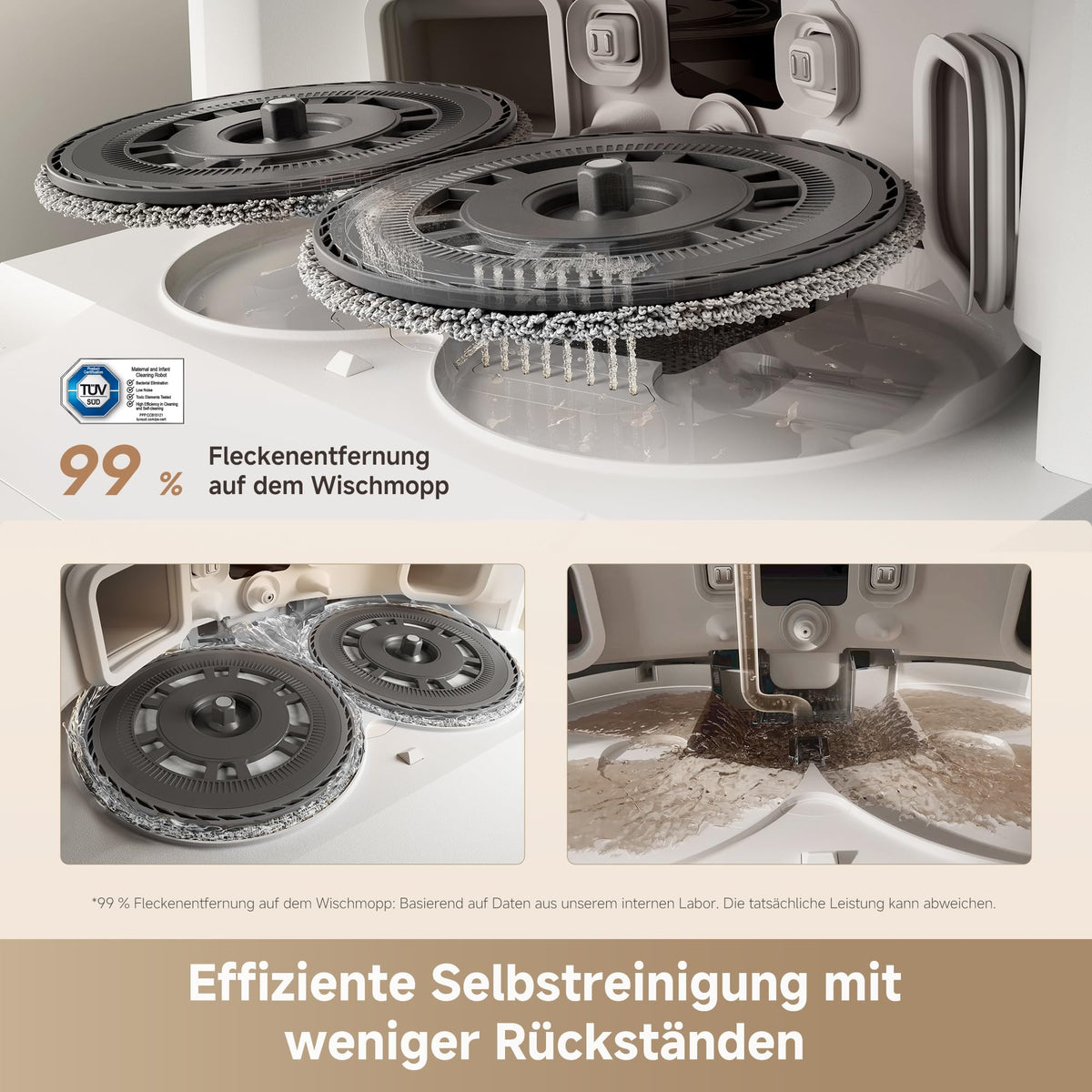 Saugroboter mit Wischfunktion RLL53SE 25.000 Pa 231 Min Laufzeit 10,5 mm Mopp-Anhebung automatische Moppreinigung App-Steuerung