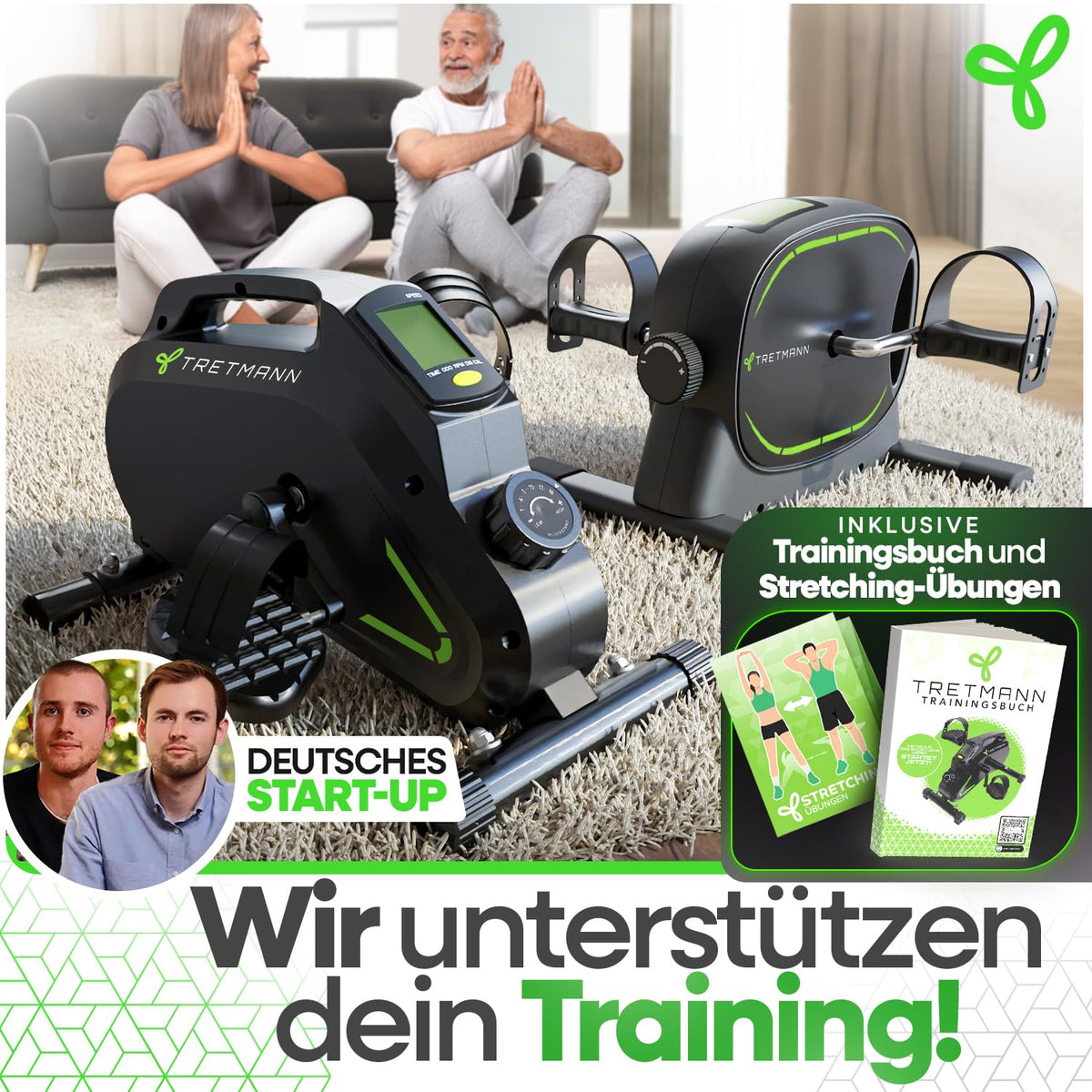 Pedaltrainer PT-HT-01 mit 16 Widerstandsstufen für Arm- und Beintraining mit Befestigungsband