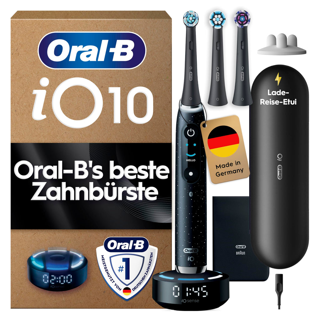 Elektrische Zahnbürste iO Series 10 7 Putzmodi iO Sense 3 Aufsteckbürsten Lade-Reise-Etui Schnellladestation