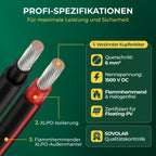 PV-Solarkabel H1Z2Z2-K 6 mm² 100 m Rolle Schwarz Kupfer 1500 V UV-beständig TÜV-zertifiziert