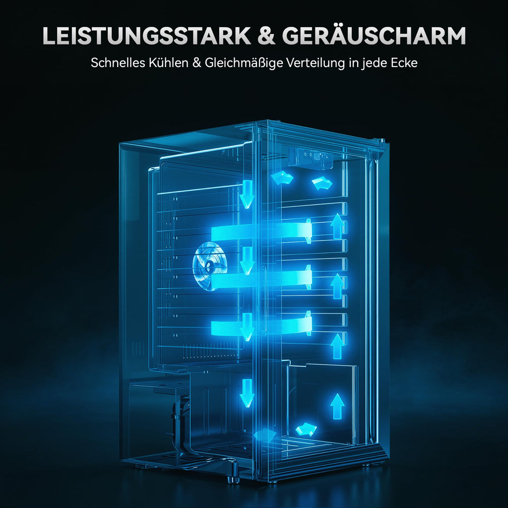 Getränkekühlschrank YC-86 86 Liter mit 4 Ablagen Glasfront LED-Beleuchtung und digitaler Temperaturregelung