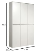 Mehrzweckschrank Nevada 213215701 111 x 191 x 34 cm 6 Türen 12 Einlegeböden mit Kleiderstange