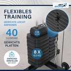 Kraftstation ProfiGym 2000 Modell 24808 mit 40 kg Gewichten Latzug Butterfly Seilzug und Beinstrecker Schwarz