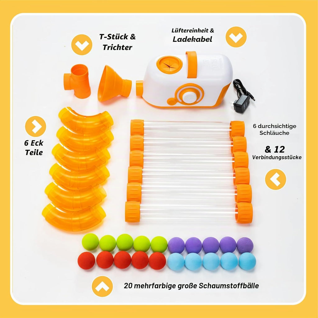 Luftbetriebenes Röhren und Kugel Physik Spielzeug Air Toobz FA454-1 STEM Experiment Set für Kinder ab 3 Jahren