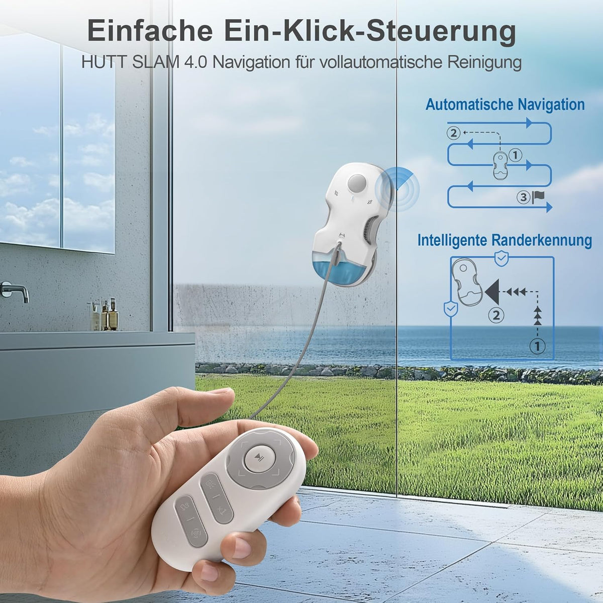 Fensterputzroboter S7+ mit Sprühfunktion 6500 Pa Saugkraft 80 ml Wassertank inklusive 8 Reinigungstücher und Transportkoffer