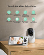 Babyphone mit 2 Kameras BM04-1 5 Zoll WLAN 1080p Nachtsicht 2-Wege-Audio Bewegungserkennung App-Steuerung 4-fach Zoom