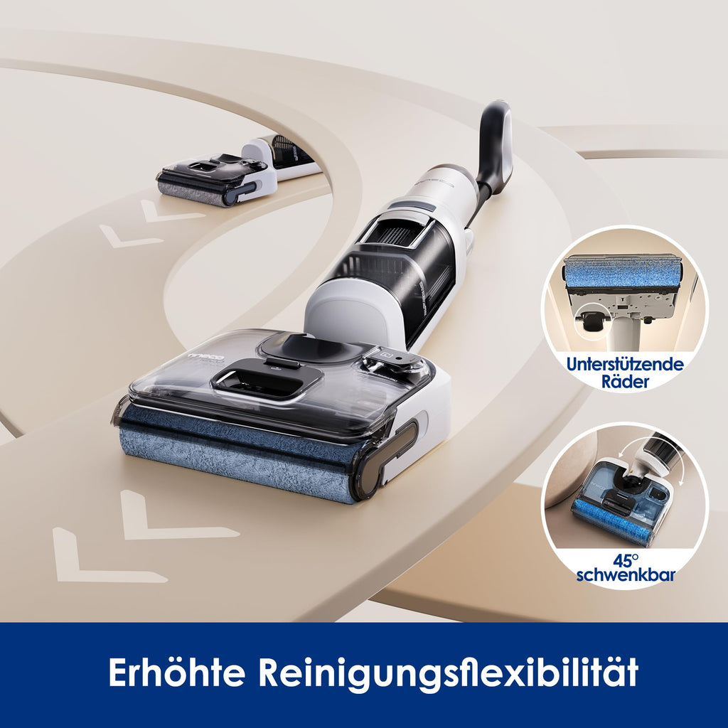 Nass-Trockensauger Floor One Stretch S6 180° Flachdesign 13 cm Liegehöhe 40 Min Laufzeit 21,6 V 85 °C Selbstreinigung HEPA-Filter