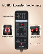 Shiatsu Massagesitzauflage für Rücken und Nacken 12 Massagerollen 3 Massagezonen Wärmefunktion Sitzvibration Verstellbare Nackenmassage