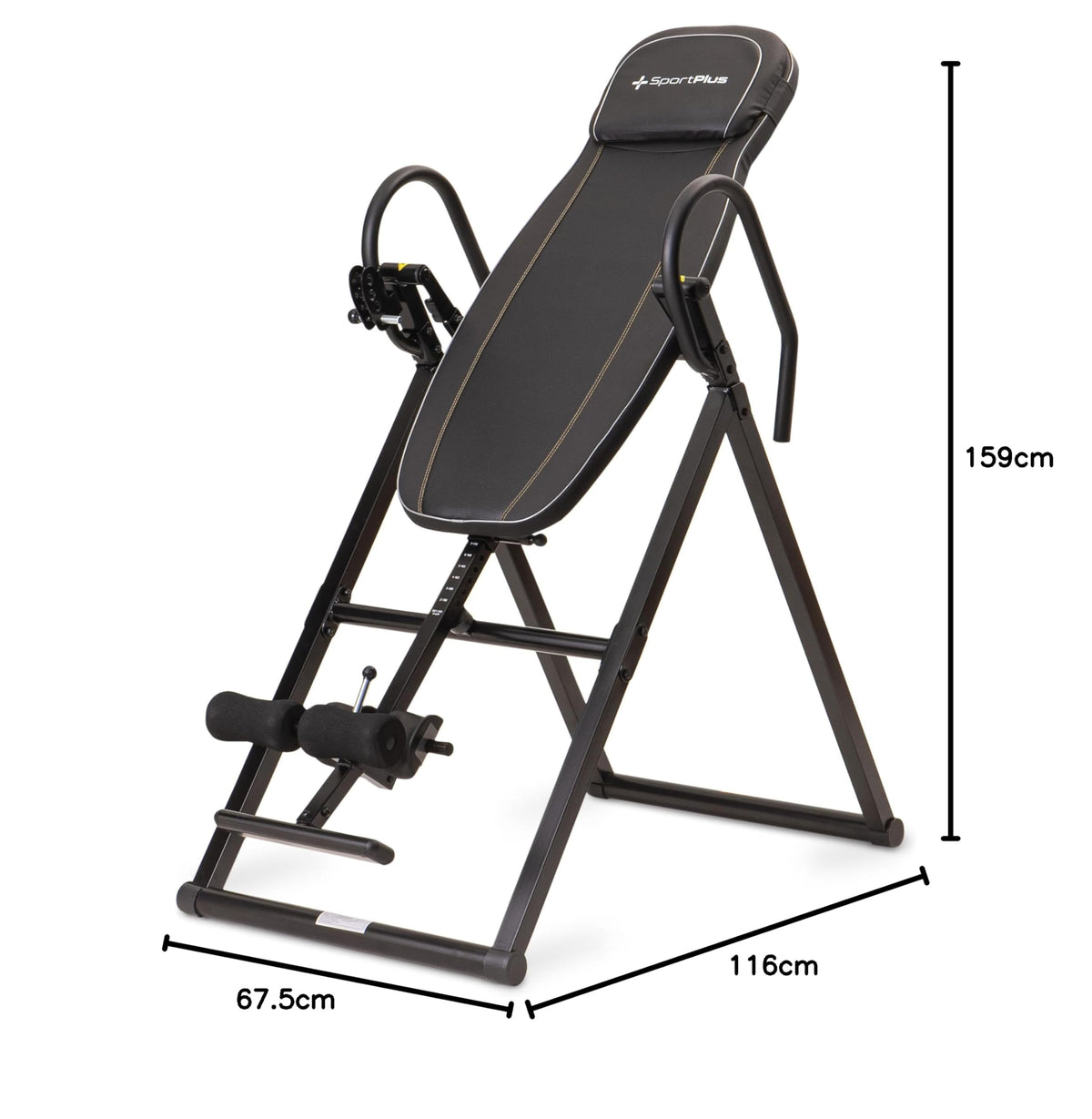 Klappbare Inversionsbank SP-INV-1100-B mit 4 Inversionswinkeln bis 90° und 135 kg Belastbarkeit Schwarz