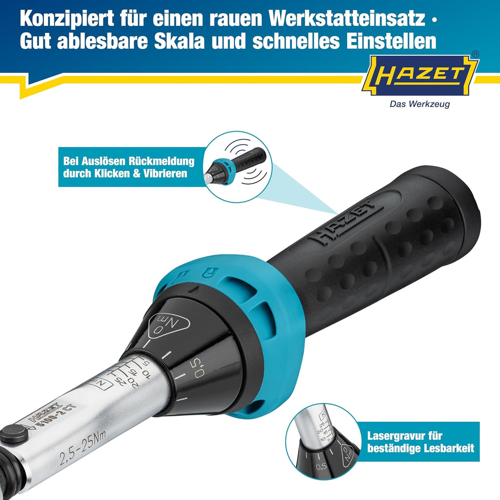 Drehmomentschlüssel 5108-2CT 2,5-25 Nm 1/4 Zoll Umschaltknarre Fahrrad Werkzeug mit Kalibrierschein 232 mm