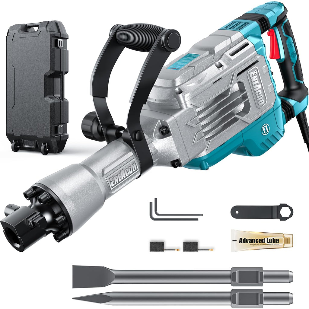 Abbruchhammer Z1G-DS-107HC 1700 W SDS-Hex 65 J mit 360° Drehgriff und Vibrationsdämpfung 2 Meißel Transportkoffer