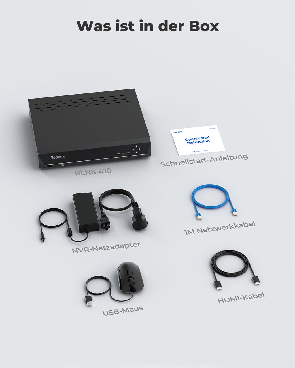 PoE NVR Überwachungsrekorder RLN8-410 8 Kanäle 2 TB Festplatte 4K IP-Kamera Unterstützung