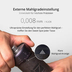 Manuelle Kaffeemühle J-Ultra Konisches Mahlwerk 40g Auffangbehälter Klappgriff Einstellbare Mahlgradeinstellung
