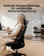 Shiatsu Massagesitzauflage für Rücken und Nacken 12 Massagerollen 3 Massagezonen Wärmefunktion Sitzvibration Verstellbare Nackenmassage