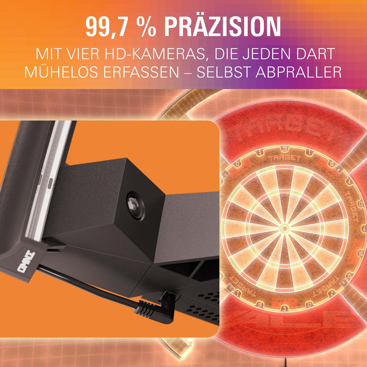 Dartscheiben-Kamerasystem Omni mit automatischer Punkterfassung LED-Ringlicht WLAN und DartCounter-App