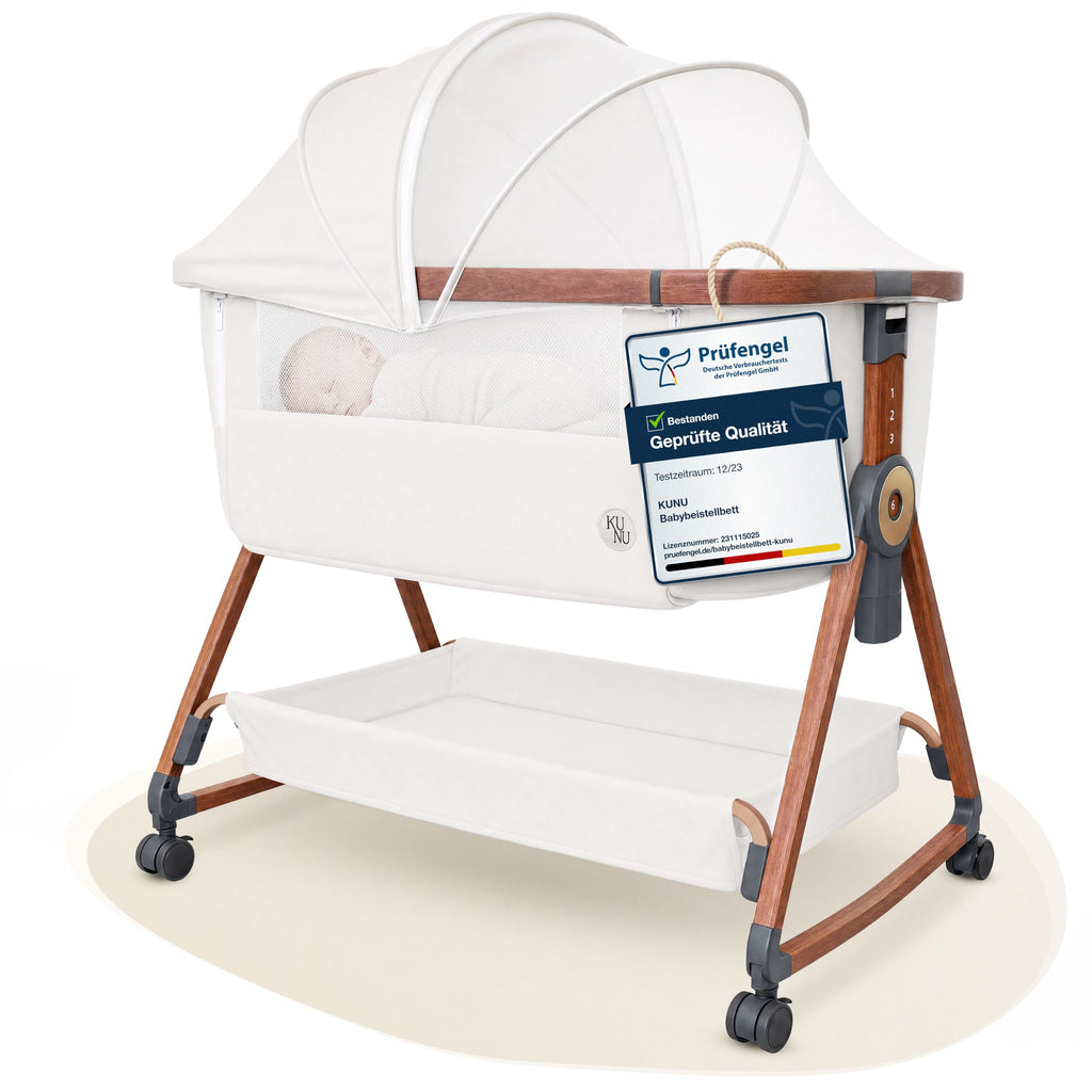 Baby Beistellbett mit Rollen 3 in 1 höhenverstellbar für Boxspringbett Reisebett Wiegefunktion 93 x 58 x 82 cm bis 9 kg