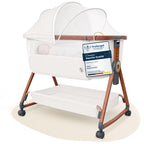 Baby Beistellbett mit Rollen 3 in 1 höhenverstellbar für Boxspringbett Reisebett Wiegefunktion 93 x 58 x 82 cm bis 9 kg