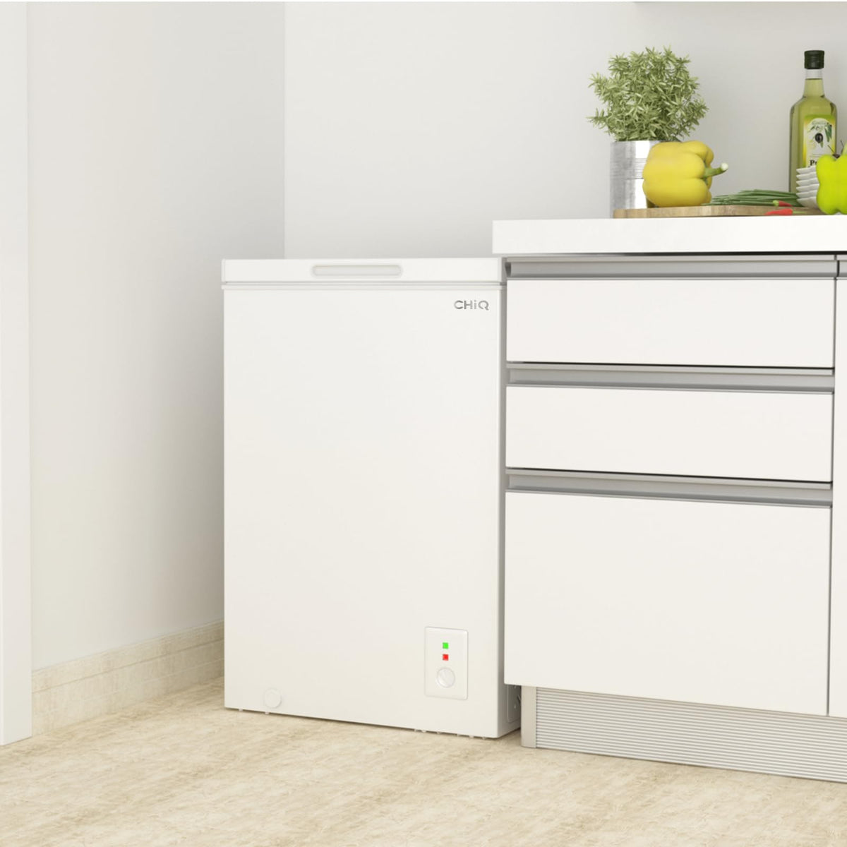 Gefriertruhe FCF98DE 99 Liter freistehend mit Schnellgefrierfunktion LED-Beleuchtung und 4-Sterne-Gefrierfach