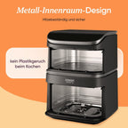 Heißluftfritteuse Turbo Tower Pro DC112 10,8 L 2630 W mit Keramikbeschichtung 2 Frittierkörben und Edelstahlrost