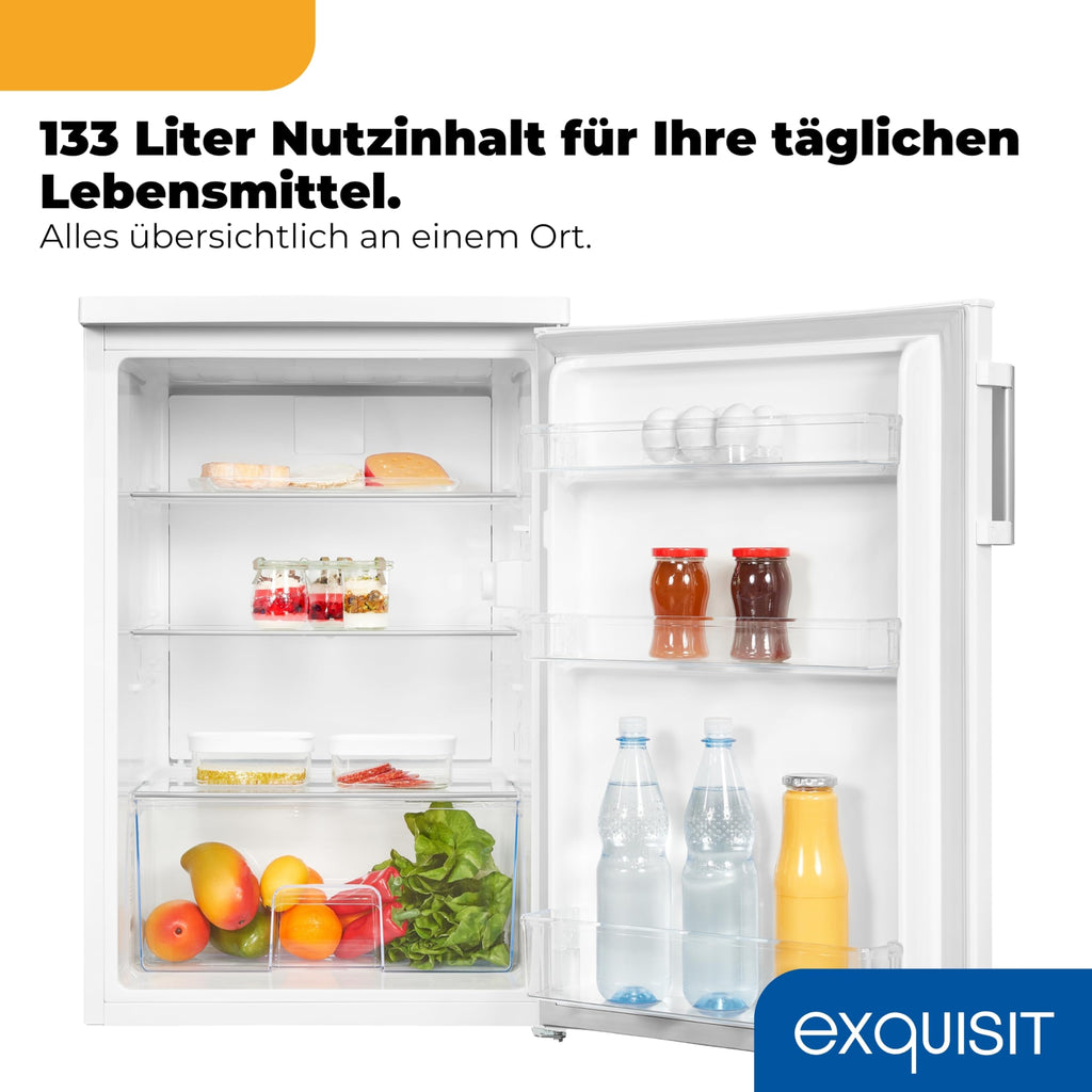 133L Kühlschrank ohne Gefrierfach KS516-V-H-010E 3 Glasablagen LED Gemüseschublade wechselbarer Türanschlag Energieklasse E