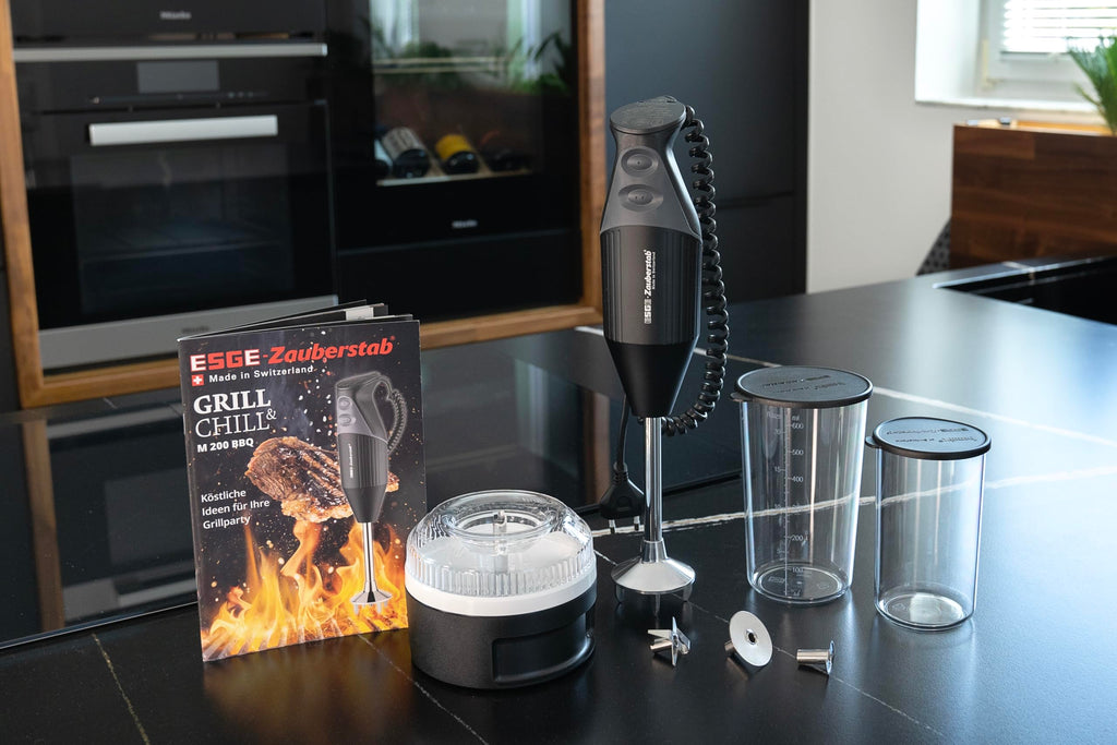 Stabmixer M200 BBQ 98215 200 W 2 Geschwindigkeitsstufen mit Zerkleinerer und Zubehör Set