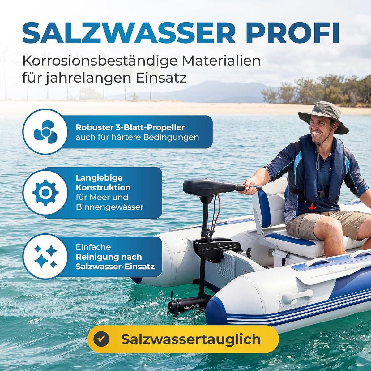 Elektro Bootsmotor Außenborder 12V 62 lbs Schub 696W Modell 62 für Schlauchboote mit Vorwärts- und Rückwärtsgängen
