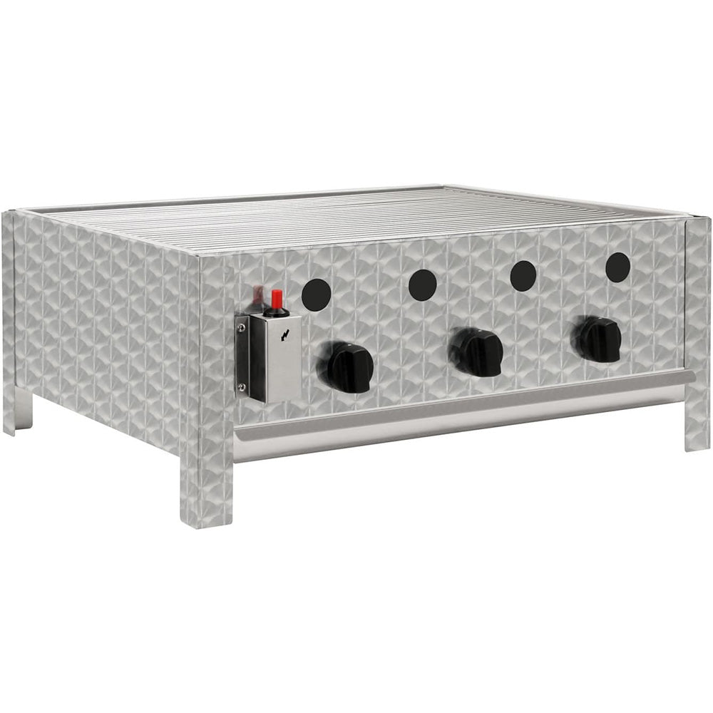 Gas Gastrobräter 3-flammig Edelstahl GB-K1103B Tischgasgrill 10000W 64x52x27 cm für Outdoor