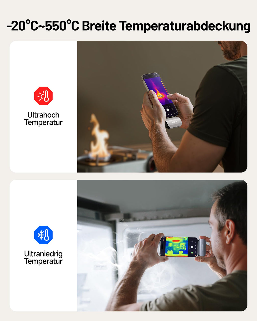 Wärmebildkamera TC002C Duo 512 x 384 25 Hz 40 mK USB-C für Android iOS mit Infrarotkamera