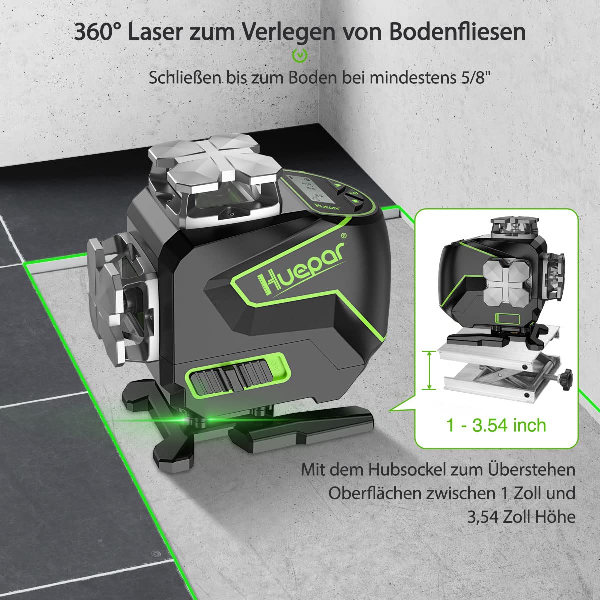 4D Kreuzlinienlaser S04CG-C 16 Linien 4x360° selbstnivellierend grüner Laser LCD Bluetooth Fernbedienung