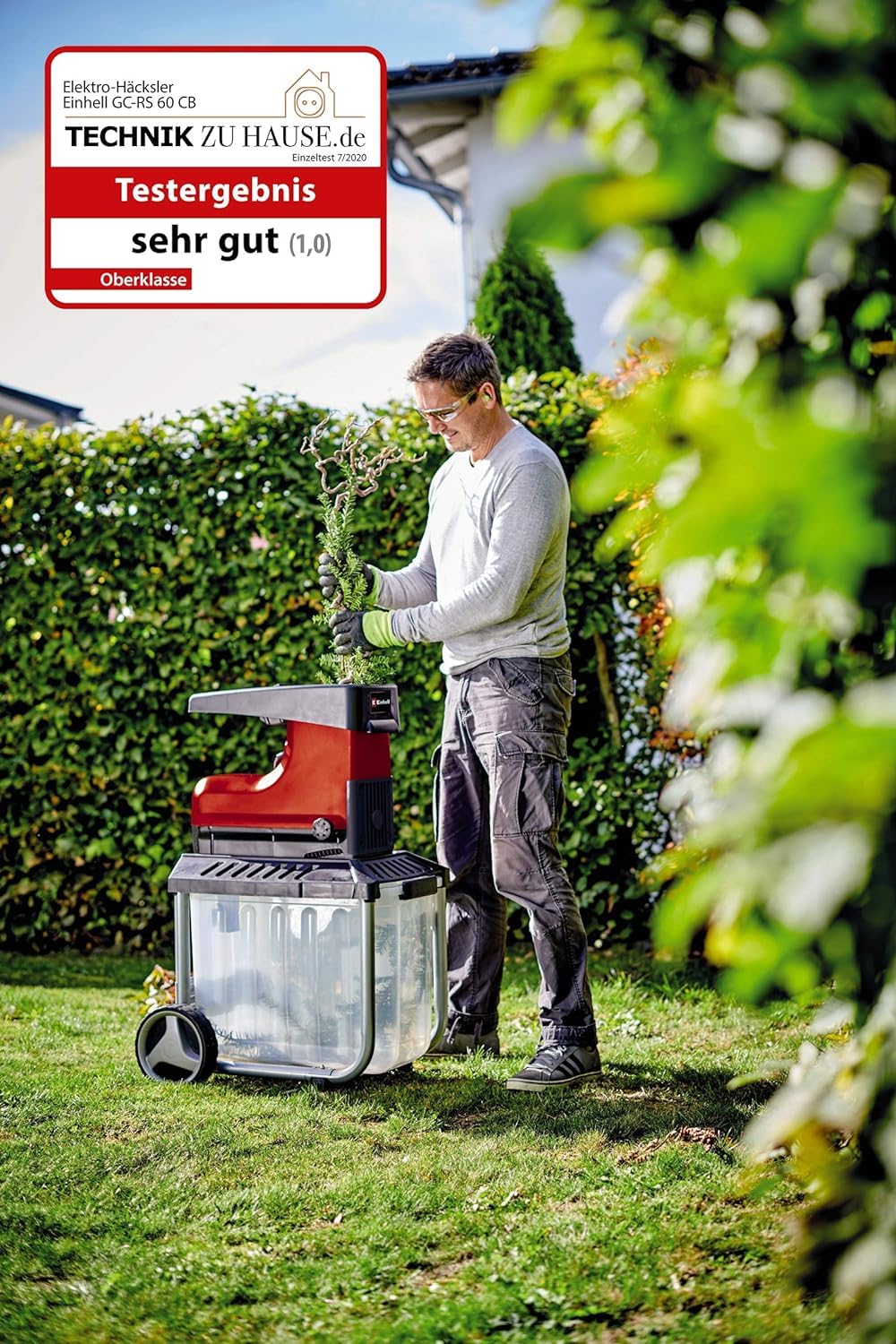 Elektro-Leisehäcksler GC-RS 60 CB 2800 W für Äste bis 45 mm mit Schneidwalze 60 l Fangbox Drehrichtungsumschalter