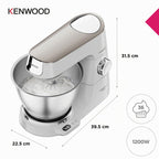 Küchenmaschine Titanium Chef Baker KVC65.001WH 1200 W 5 L Edelstahlschüssel mit Waage und Patisserie Set