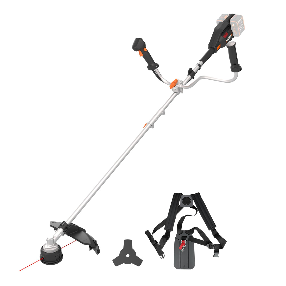 Akku-Sense WG084E.9 40V 38 cm Schnittbreite 25,5 cm Messerdurchmesser Zweihandgriff Doppelfaden-System ohne Akku