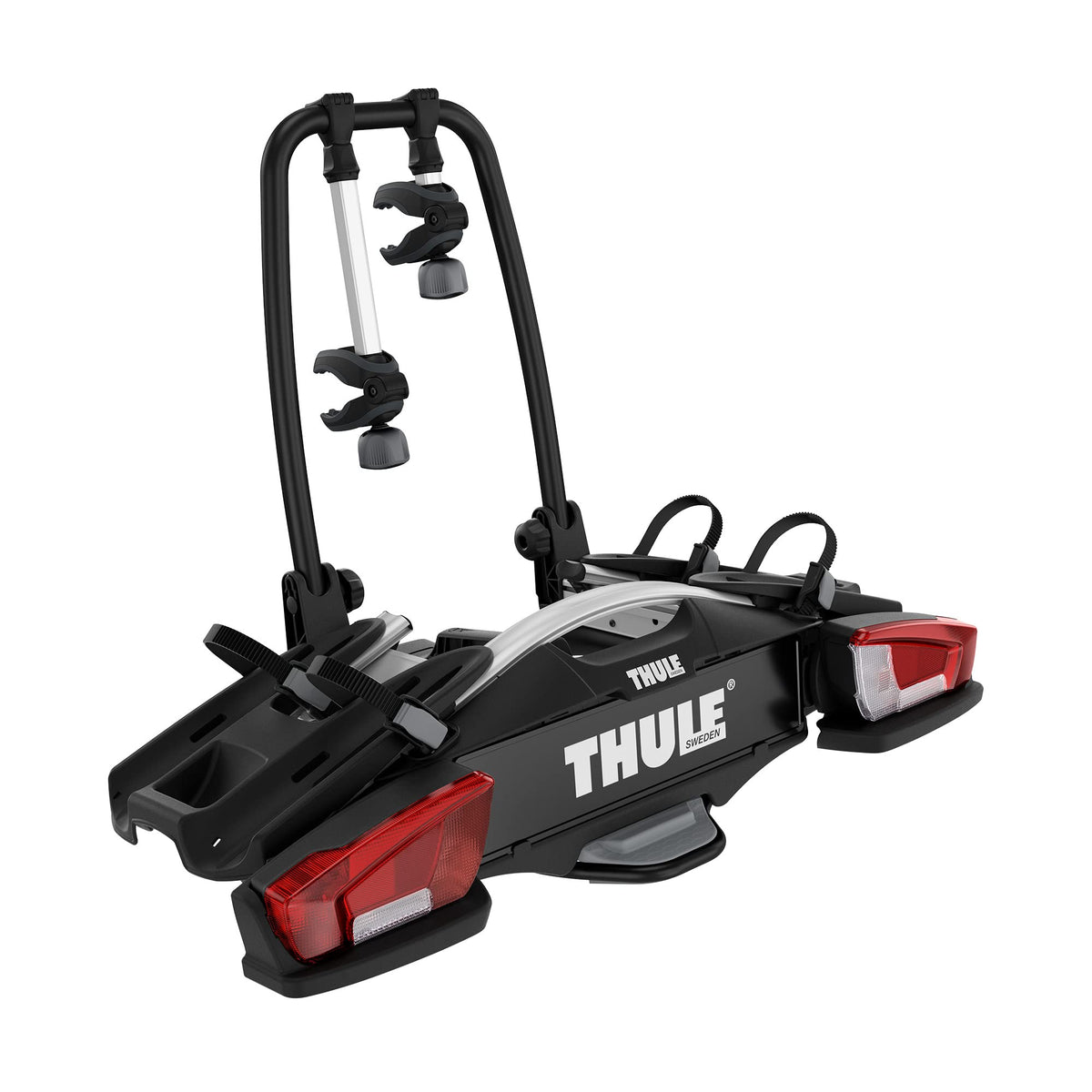 Fahrradträger für Anhängerkupplung VeloCompact 2 Bikes 13-polig faltbar 46 kg Ladekapazität Black Aluminum