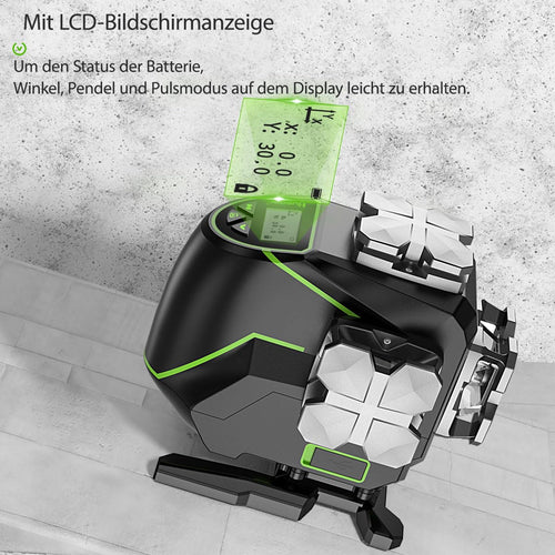4D Kreuzlinienlaser S04CG-C 16 Linien 4x360° selbstnivellierend grüner Laser LCD Bluetooth Fernbedienung