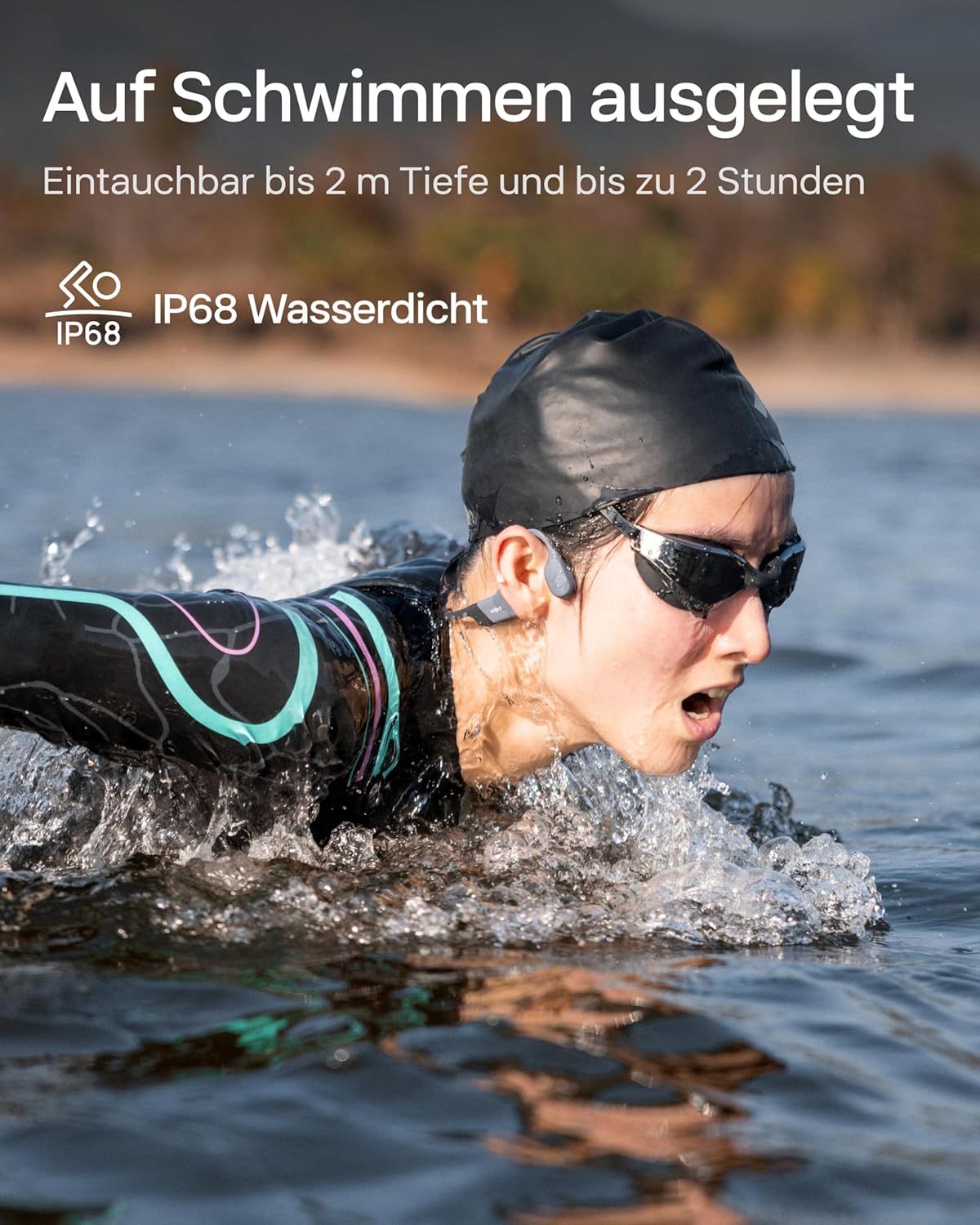 Knochenschall Schwimm Kopfhörer OpenSwim Pro S711 IP68 32GB MP3 Bluetooth 5.4 9h Kabelloses Laden Grau