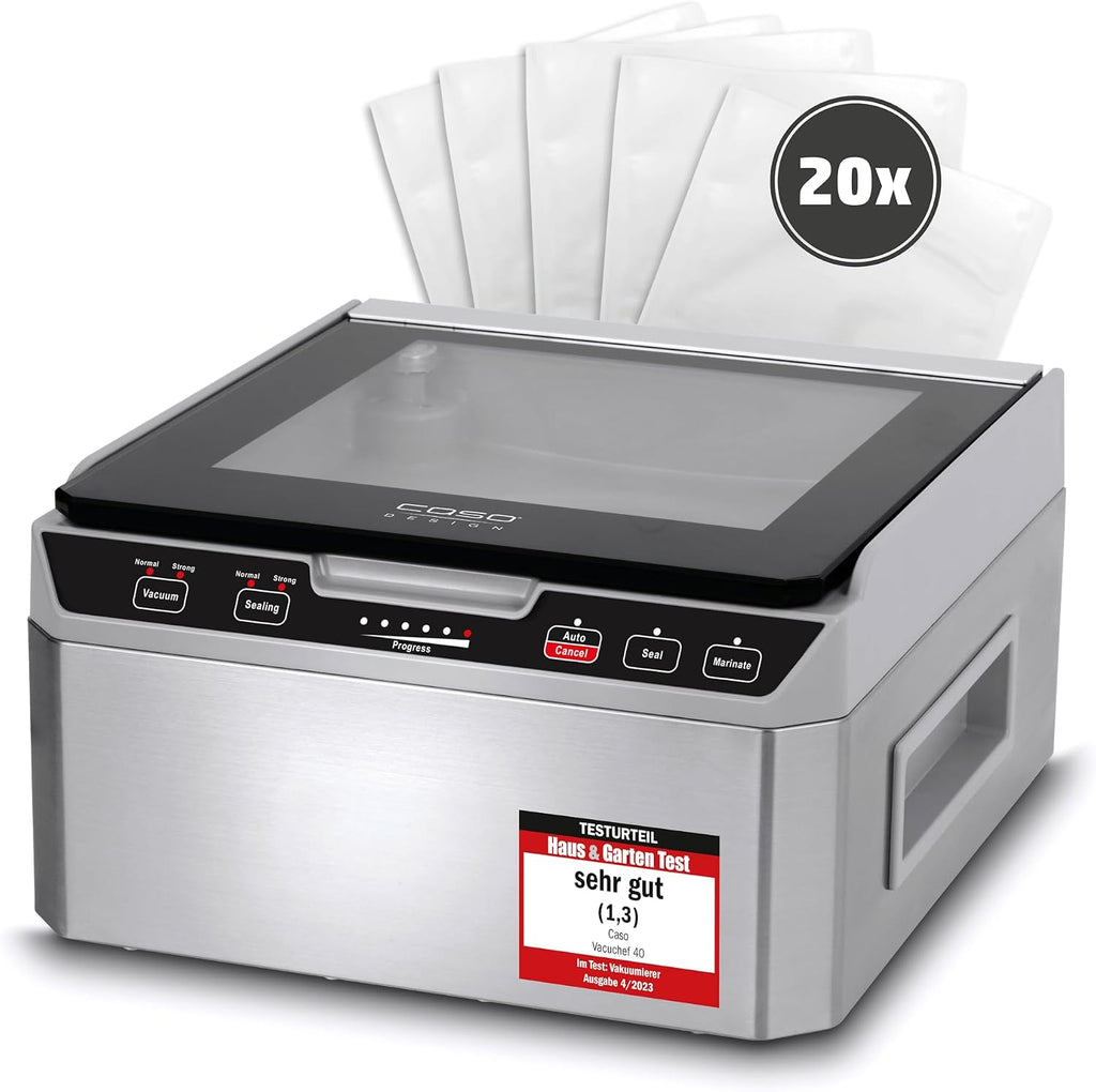 Kammervakuumierer VacuChef 40 Modell 1417 3L Vakuumkammer 70L/min Doppelte Schweißnaht inkl 20 Vakuumbeutel