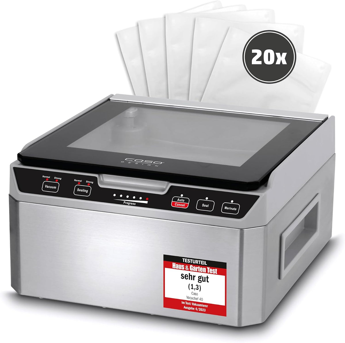Kammervakuumierer VacuChef 40 Modell 1417 3L Vakuumkammer 70L/min Doppelte Schweißnaht inkl 20 Vakuumbeutel
