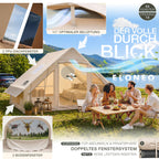 Aufblasbares Glamping-Zelt 72605 für 2–4 Personen 420D Oxford 4000–5000 mm mit Dachfenster und Luftpumpe