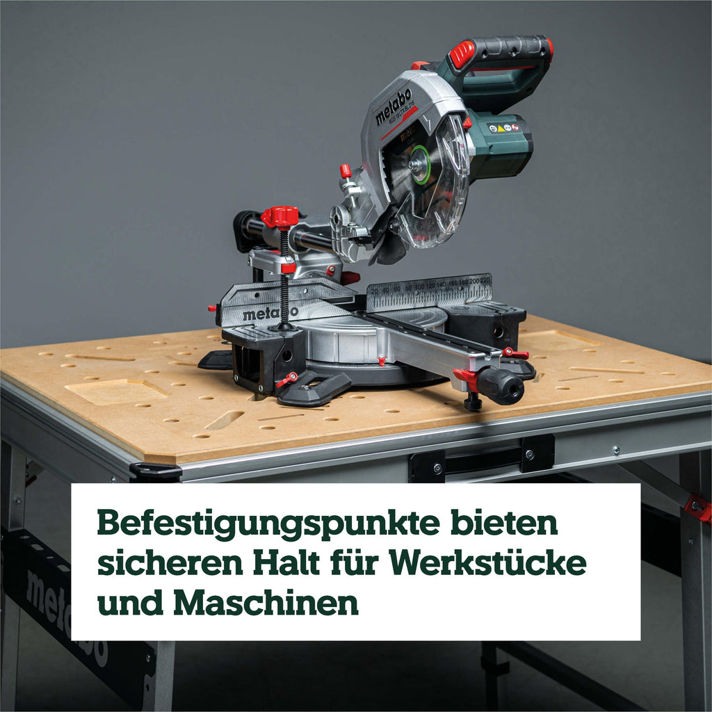 Multifunktionstisch MWB 100 Klappbare Werkbank Montagetisch mit 120 kg Traglast höhenverstellbar 2 Einhandzwingen 4 Bankhaken und 2 Eckverbinder