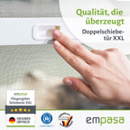 Insektenschutz Doppelschiebetür XXL Fliegengitter Tür 240 x 240 cm kürzbar Aluminium Anthrazit für zweiflügelige Türen