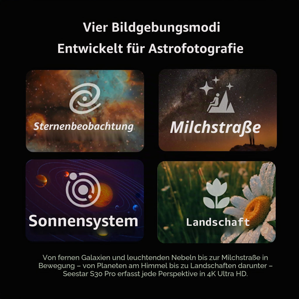 Smart-Teleskop Seestar S30 Pro für Astrofotografie 30 mm Objektiv 4K-Dual-Kamera Auto-Tracking GoTo App-Steuerung