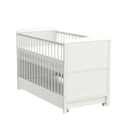 Baby Gitterbett mit Schublade 3-fach höhenverstellbar 6 cm Aloe Vera Matratze Zahnschienen umbaubar zum Juniorbett 120 x 60 cm Weiß