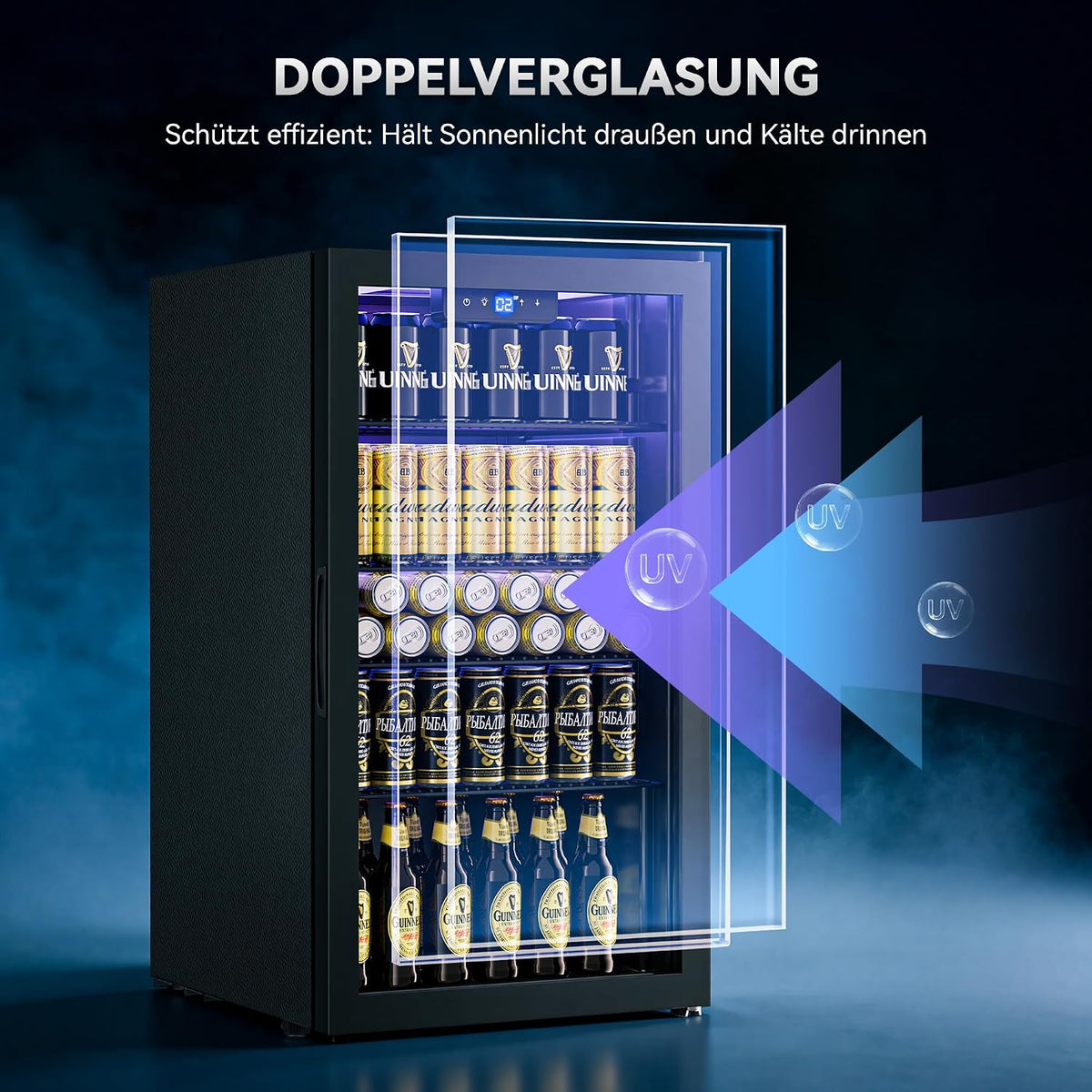Getränkekühlschrank 86L YC-86 Kompakt freistehend 4 verstellbare Ablagen digitale Temperaturregelung frostfrei 48x45x80 cm