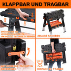 2-in-1 Werkbank Klappbar Sägebock 454 kg Arbeitsbock Aluminiumbeine 4 Schraubzwingen 79 x 63,5 cm