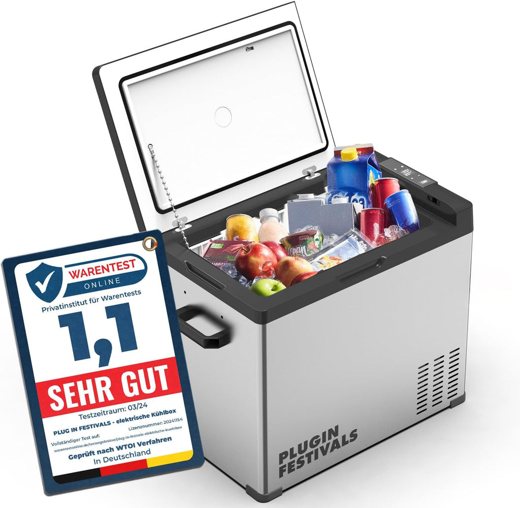 Kompressor Kühlbox mit Gefrierfunktion 50L 12V 230V bis -20°C App-Steuerung für Auto Camping und Reisen