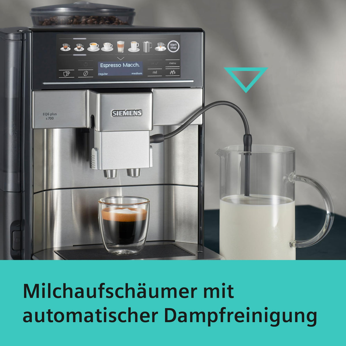 Kaffeevollautomat EQ6 plus s700 TE657503DE mit Milchsystem 12 Getränke Touchdisplay Keramikmahlwerk 1,7 l