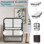 Klappbett 90 × 200 cm mit 13 cm Matratze bis 200 kg Metallrahmen Rollen Staubschutzhülle und waschbarem Bezug