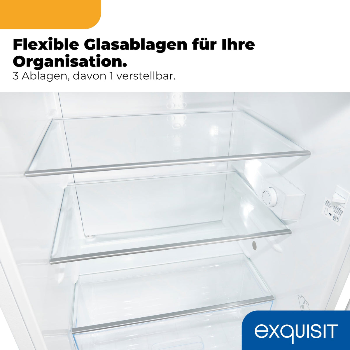 133L Kühlschrank ohne Gefrierfach KS516-V-H-010E 3 Glasablagen LED Gemüseschublade wechselbarer Türanschlag Energieklasse E